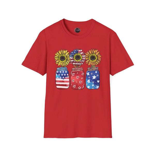 4th July Sunflower American Flag - 4th of July shirt, USA flag shirt, Red white blue tee, Patriotic - t-shirt, American