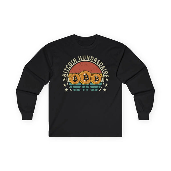 Bitcoin Hundredaire Logo Crypto Long Sleeve – Cryptocurrency Shirt for Enthusiasts, Traders, and Meme Lovers