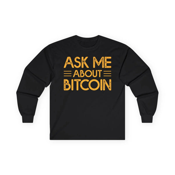 Bitcoin Inquiry Crypto Long Sleeve – Cryptocurrency Shirt for Enthusiasts, Traders, and Meme Lovers