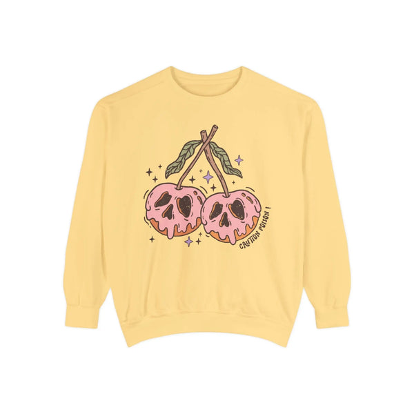 Caution Poison Halloween Sweatshirt - Pink Poison Apples Graphic Sweater