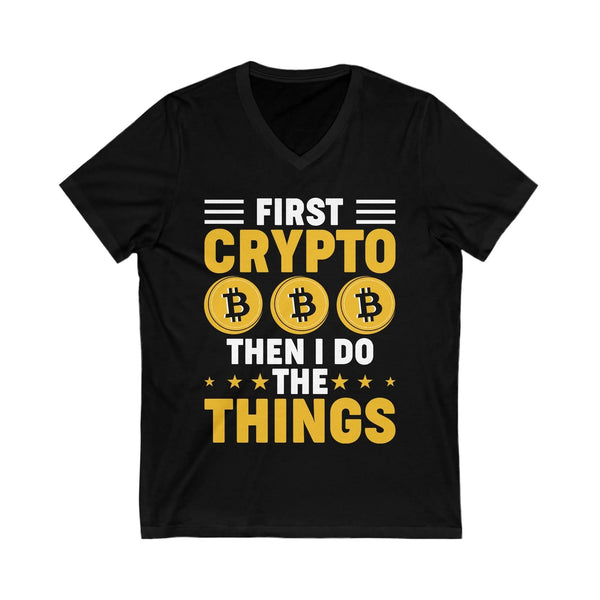 Crypto Quote Crypto V-Neck – Cryptocurrency Shirt for Enthusiasts, Traders, and Meme Lovers