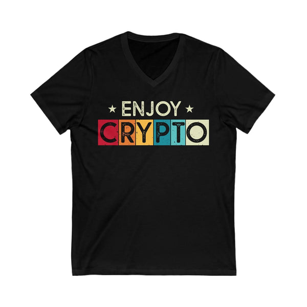 Enjoy Crypto Crypto V-Neck – Cryptocurrency Shirt for Enthusiasts, Traders, and Meme Lovers