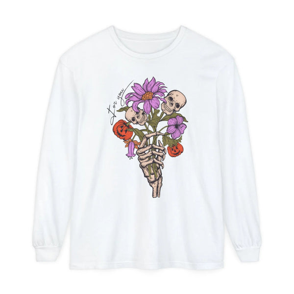 For You - Gothic Floral Skeleton Hand Halloween Long Sleeve T-Shirt