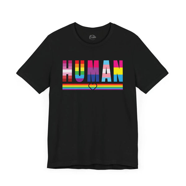 HUMAN LGBT Flag - Rainbow Pride Tee | Equality Shirt | LGBTQ+ Support Apparel | Colorful Gay Pride T-Shirt | Inclusive