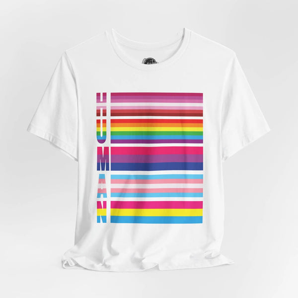 Human LGBT Gay Transgender - Rainbow Pride Tee | Equality Shirt | LGBTQ+ Support Apparel | Colorful Gay Pride T-Shirt |