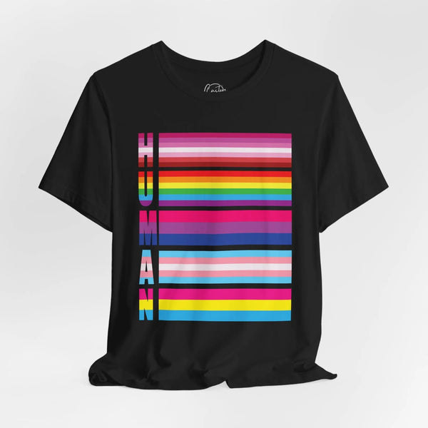 Human LGBT Gay Transgender - Rainbow Pride Tee | Equality Shirt | LGBTQ+ Support Apparel | Colorful Gay Pride T-Shirt |