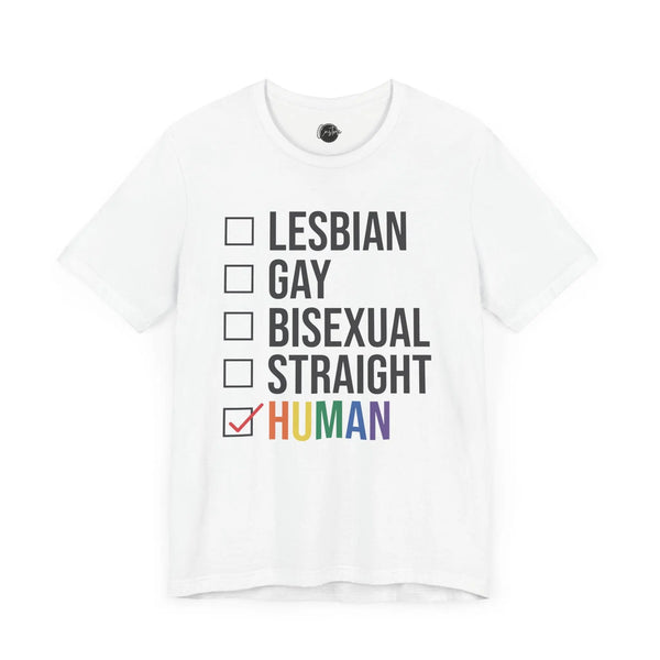 Human - Rainbow Pride Tee | Equality Shirt | LGBTQ+ Support Apparel | Colorful Gay Pride T-Shirt | Inclusive Unisex Top