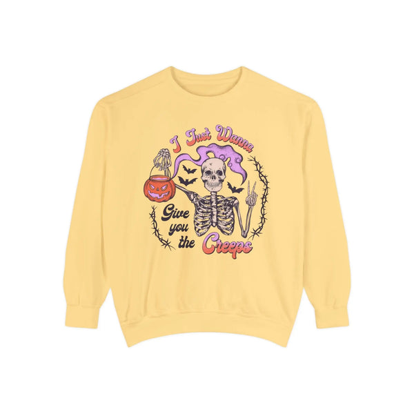 I Just Wanna Give You The Creeps - Retro Skeleton Halloween Sweatshirt