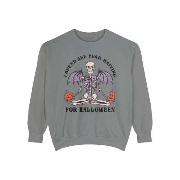 I Spend All Year Waiting For Halloween - Skeleton Meditation Sweatshirt