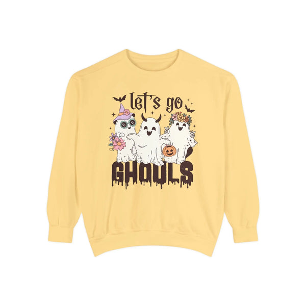 Let's Go Ghouls Halloween Sweatshirt - Retro Ghost Friends Graphic Sweater