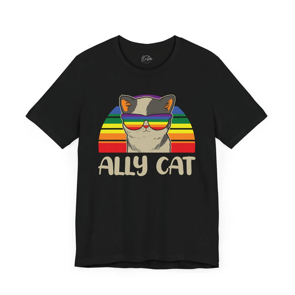 Nonbinary Gay Pride Cat - Rainbow Pride Tee | Equality Shirt | LGBTQ+ Support Apparel | Colorful Gay Pride T-Shirt |