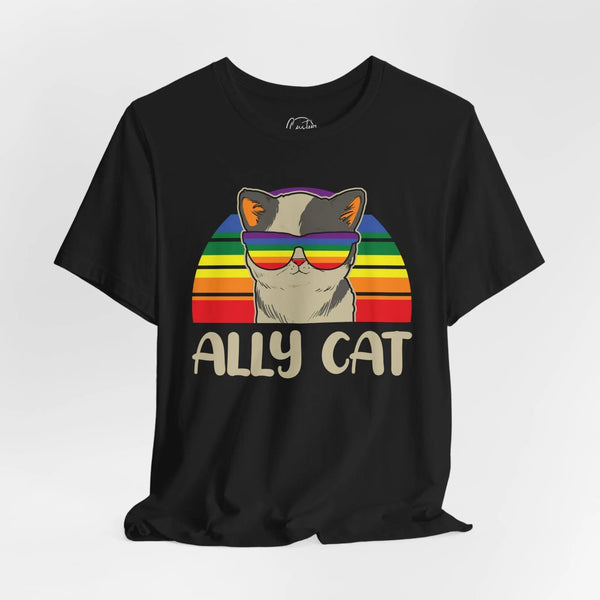 Nonbinary Gay Pride Cat - Rainbow Pride Tee | Equality Shirt | LGBTQ+ Support Apparel | Colorful Gay Pride T-Shirt |