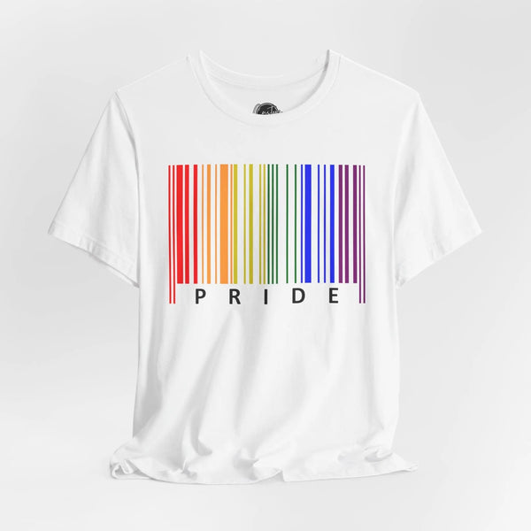 Pride Barcode - Rainbow Pride Tee | Equality Shirt | LGBTQ+ Support Apparel | Colorful Gay Pride T-Shirt | Inclusive