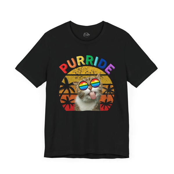 Pride Cat Purride - Rainbow Pride Tee | Equality Shirt | LGBTQ+ Support Apparel | Colorful Gay Pride T-Shirt |