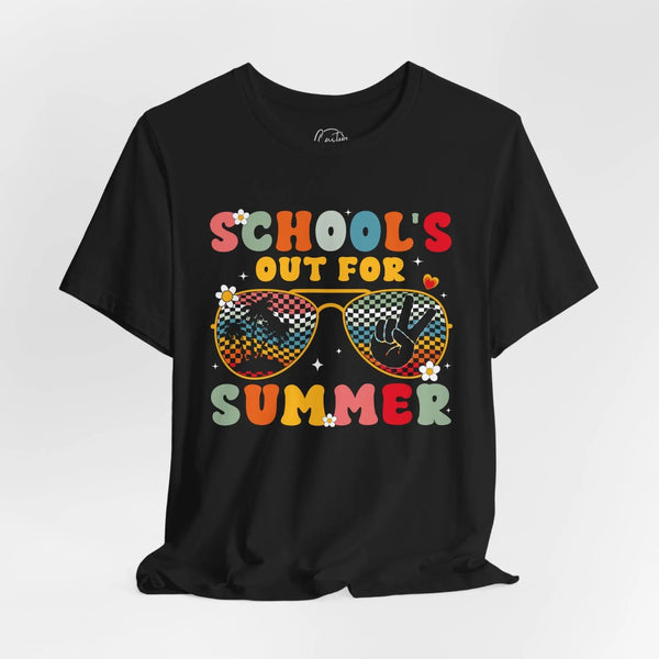 School's Out for Summer Tee - Retro Black Shirt | Summer Vacation Top | Fun Graphic Tee | Short Sleeve T-shirt | Summer