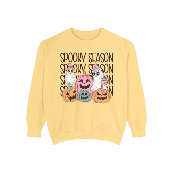 Spooky Season Pumpkins and Ghosts Halloween Sweatshirt - Cute Vintage Ghost Graphic Sweater
