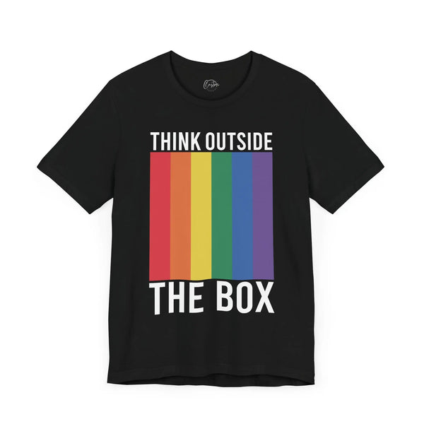 Think Outside the Box - Rainbow Pride Tee | Equality Shirt | LGBTQ+ Support Apparel | Colorful Gay Pride T-Shirt |