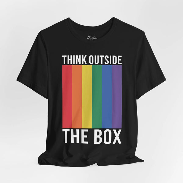Think Outside the Box - Rainbow Pride Tee | Equality Shirt | LGBTQ+ Support Apparel | Colorful Gay Pride T-Shirt |