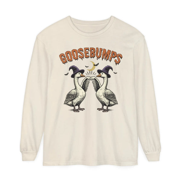 Vintage Goosebumps Halloween Long Sleeve T-Shirt - Witch Geese Spooky Graphic Tee