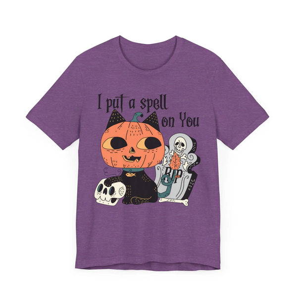 Vintage Pumpkin Cat Halloween Shirt - Spooky Graveyard Kitty Graphic Tee