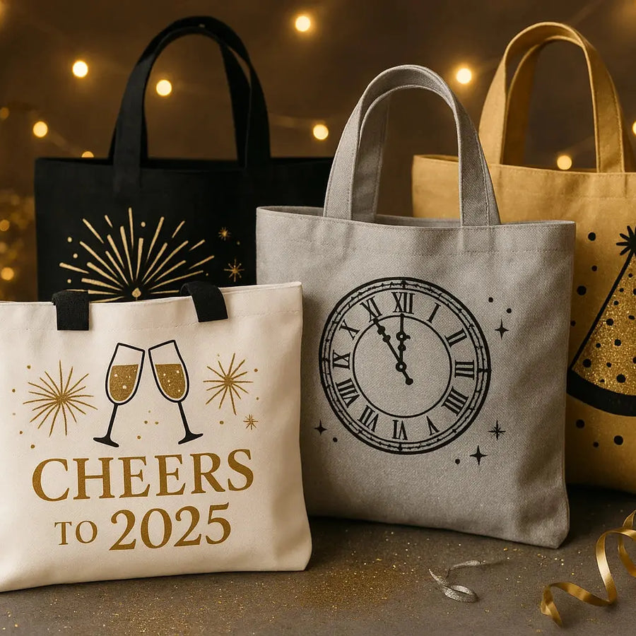 New Year’s Eve Graphic Tote Bags Merch Crafters