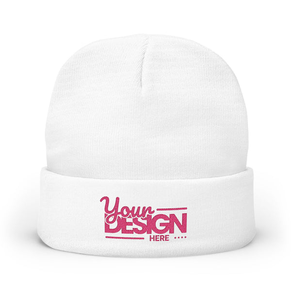 Embroidered Knit Beanie – Personalized Cuffed Winter Hat, Custom Logo Embroidery Beanie for Men & Women