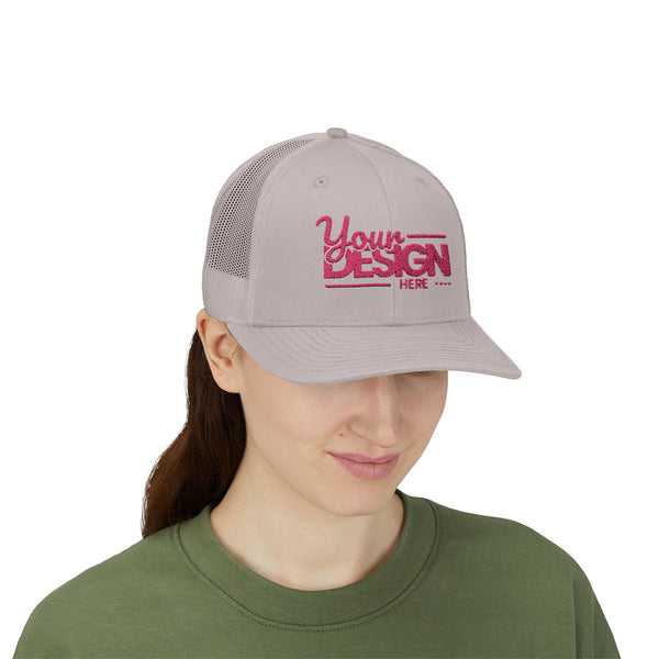 Sparkle Mesh Trucker Cap – Custom ‘Your Design Here’ Embroidered Snapback, Personalized Glitter Hat for Women & Events