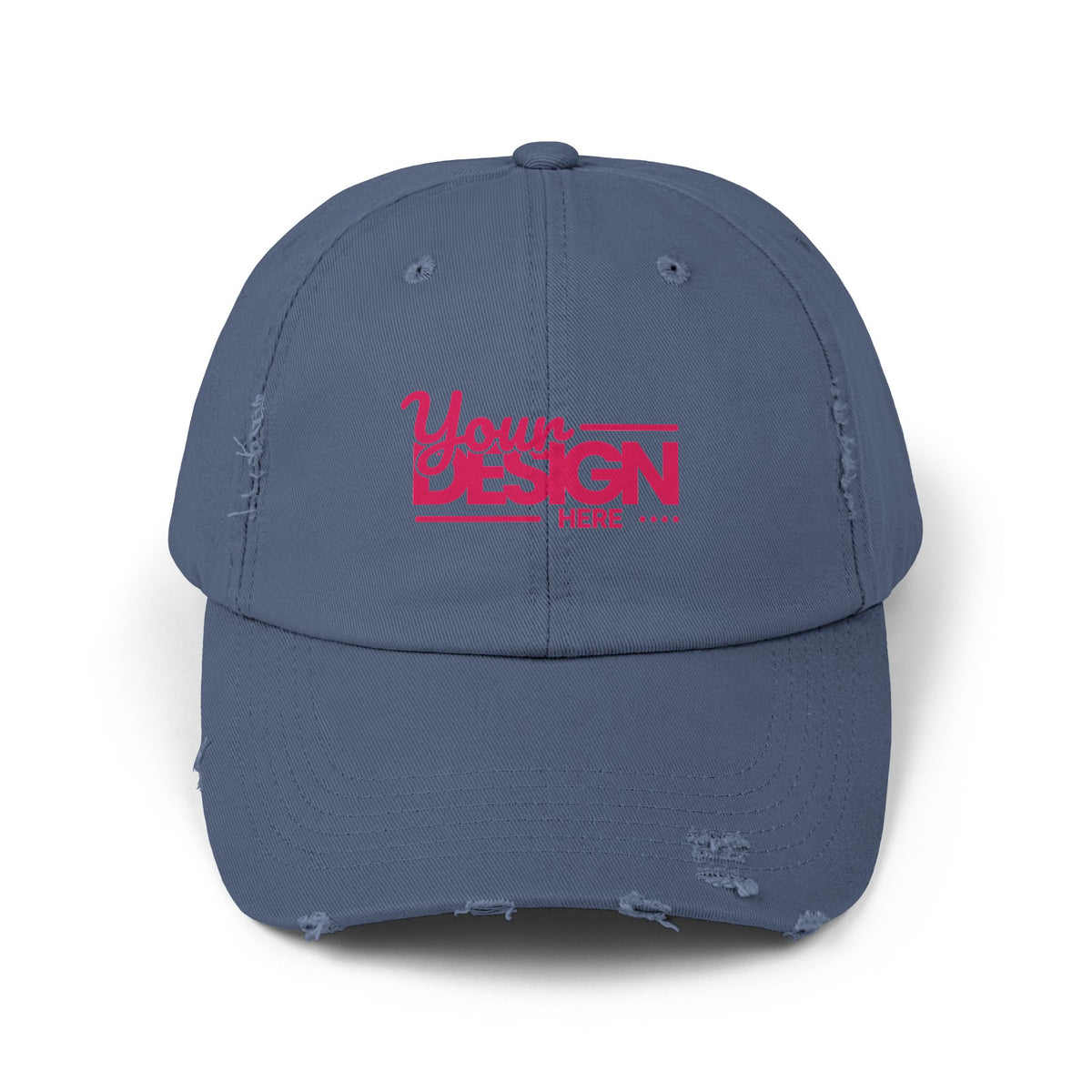 Distressed Dad Hat – Retro Pink ‘Your Design Here’ Custom Printed Cap, Personalized Vintage Baseball Hat for Men & Women