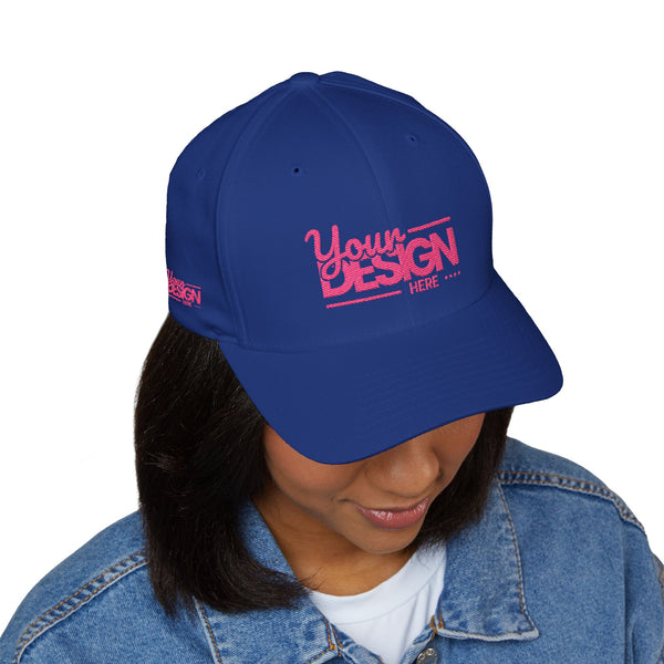Embroidered ‘Your Design Here’ Structured Cap – Custom Logo Hat, Personalized Blank White Baseball Cap for Men & Women