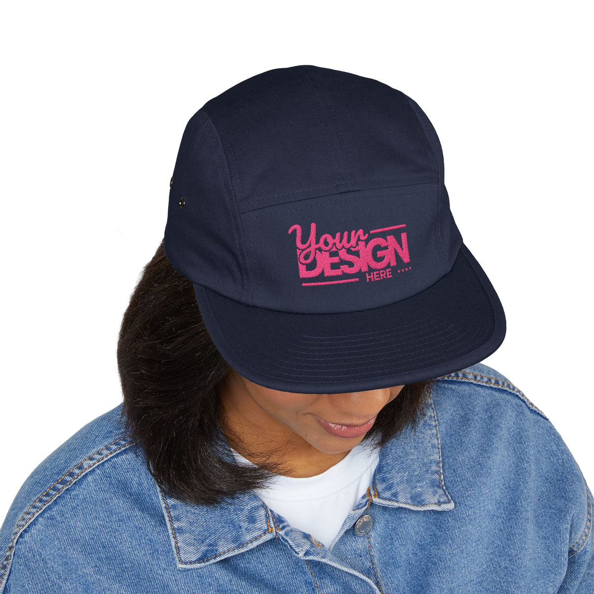 Custom Five-Panel Hat – Personalized Embroidered Cotton Cap, Low-Profile Streetwear Strapback with Front & Back Logo Design
