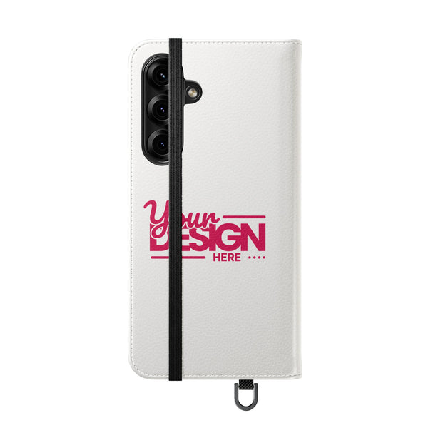 Customizable Flip Phone Wallet Case – ‘Your Design Here’ Folio Cover with Card Holder, Personalized Phone Case for Samsung