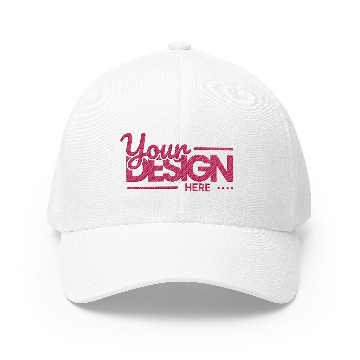 Embroidered ‘Your Design Here’ Structured Cap – Custom Logo Hat, Personalized Blank White Baseball Cap for Men & Women