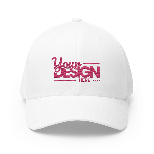 Embroidered ‘Your Design Here’ Structured Cap – Custom Logo Hat, Personalized Blank White Baseball Cap for Men & Women