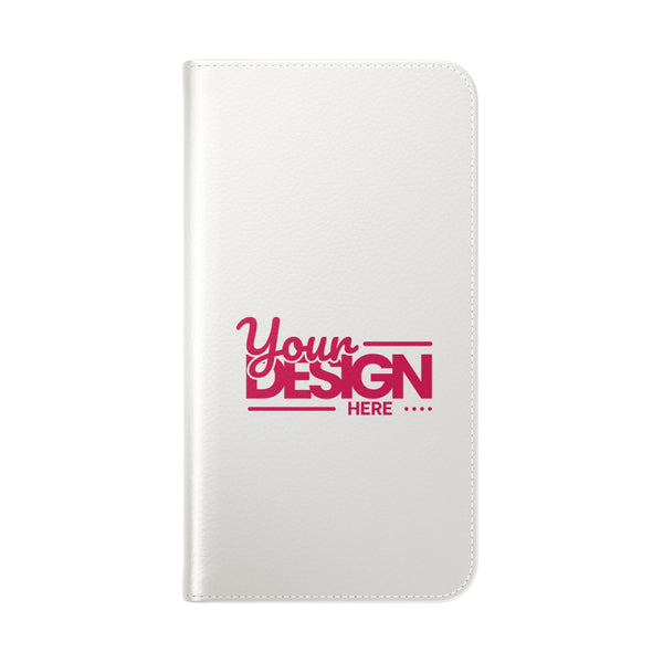Customizable Flip Phone Wallet Case – ‘Your Design Here’ Folio Cover with Card Holder, Personalized Phone Case for iPhone