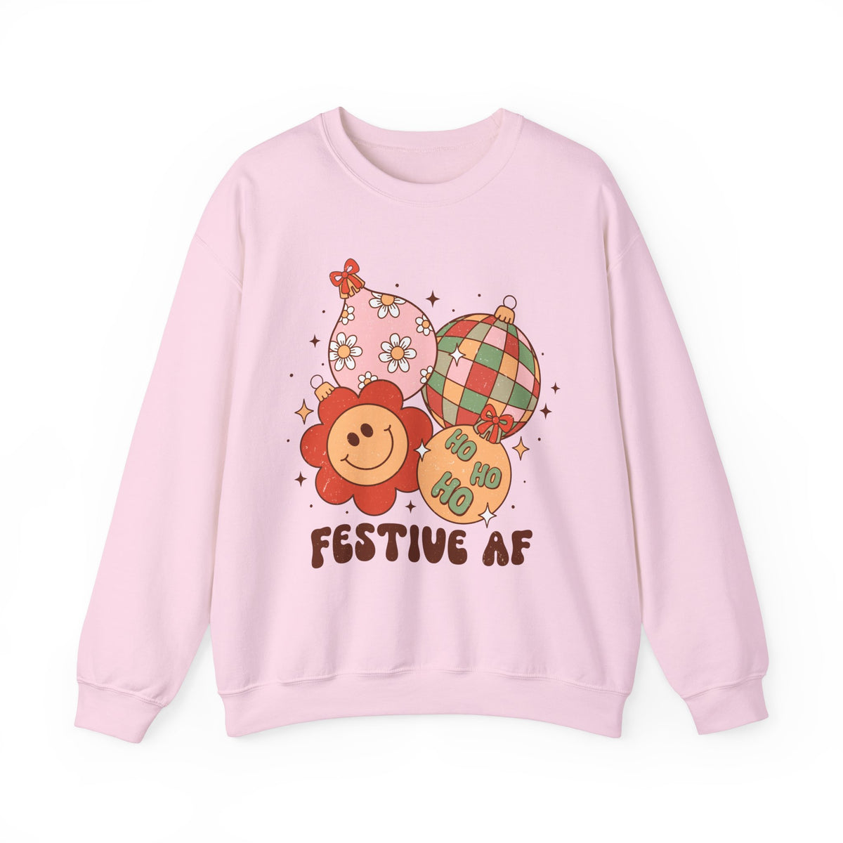 Festive AF Ornaments Crewneck Sweatshirt - Cute Holiday Decorations Christmas Sweater