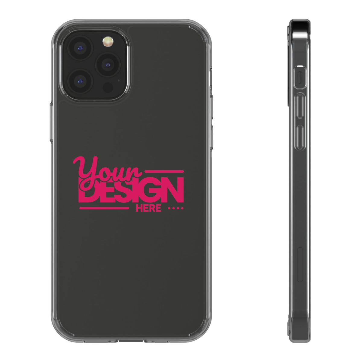 Clear Phone Case – Transparent Protective Cover with Custom Design (‘Your Design Here’), Personalized Case for iPhone