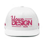 Embroidered Flat Bill Cap – Custom Pink Glitter ‘Your Design Here’ Snapback, Personalized Logo Hat for Men & Women