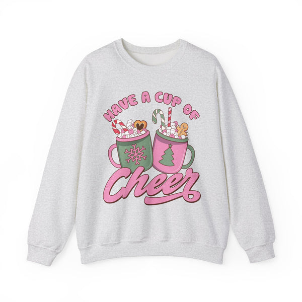 Have a Cup of Cheer Crewneck Sweatshirt - Hot Cocoa & Candy Canes Christmas Sweater - Holiday Fun