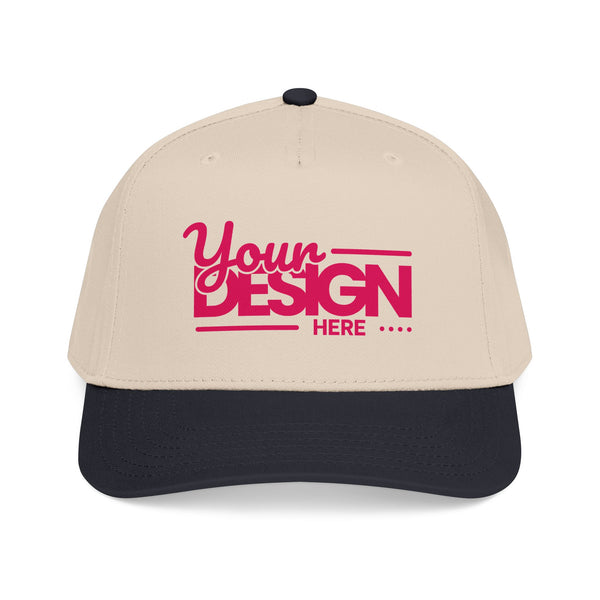 Custom Structured Baseball Cap – Personalized 5-Panel Snapback with Embroidered or Printed Design, Mid-Profile Custom Logo Ha