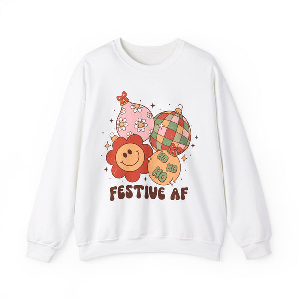 Festive AF Ornaments Crewneck Sweatshirt - Cute Holiday Decorations Christmas Sweater