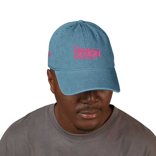 Denim Baseball Hat – Embroidered ‘Your Design Here’ Custom Cap, Personalized Casual Adjustable Dad Hat for Men & Women