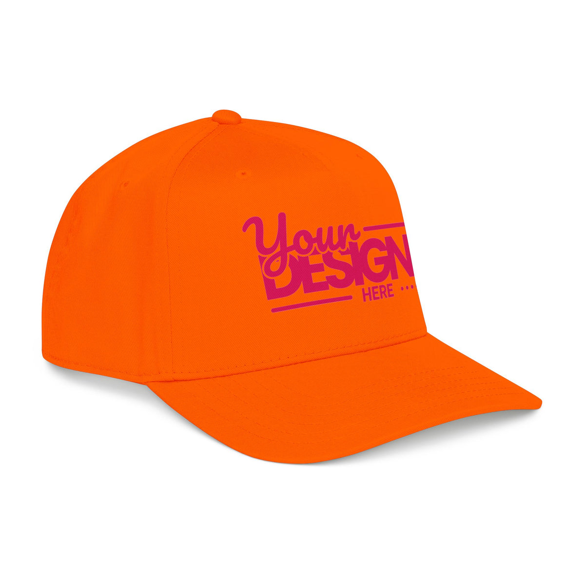 Custom Structured Baseball Cap – Personalized 5-Panel Snapback with Embroidered or Printed Design, Mid-Profile Custom Logo Ha