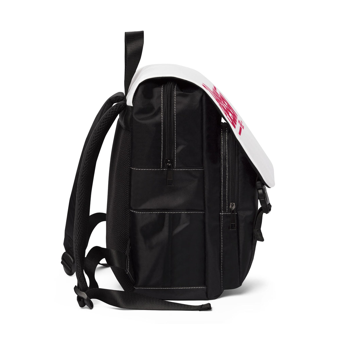 Canvas Flap Backpack – Custom ‘Your Design Here’ Print, Personalized Travel & School Bag with Adjustable Straps