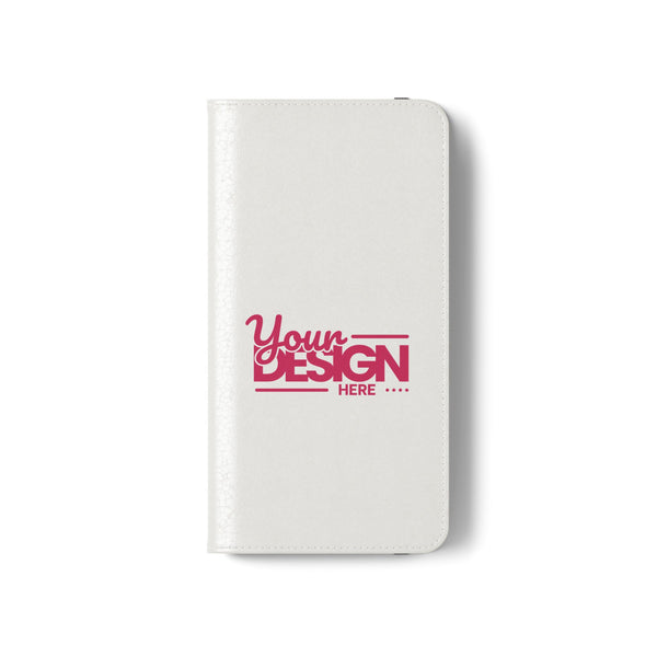 Customizable Flip Phone Wallet Case – ‘Your Design Here’ Folio Cover with Card Holder, Personalized Phone Case for Samsung