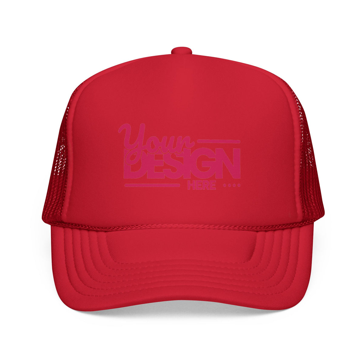 Custom Trucker Hat – Embroidered ‘Your Design Here’ Retro Script Cap, Personalized Mesh Snapback in Multiple Colors for Men & Women