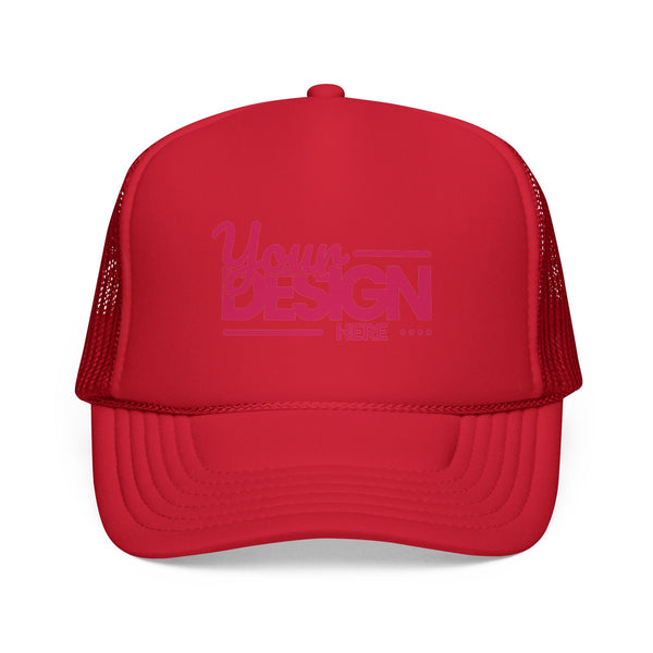 Custom Trucker Hat – Embroidered ‘Your Design Here’ Retro Script Cap, Personalized Mesh Snapback in Multiple Colors for Men & Women
