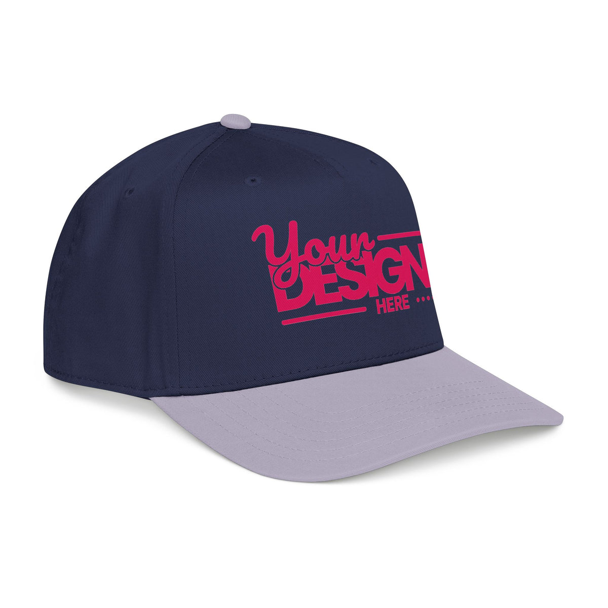 Custom Structured Baseball Cap – Personalized 5-Panel Snapback with Embroidered or Printed Design, Mid-Profile Custom Logo Ha