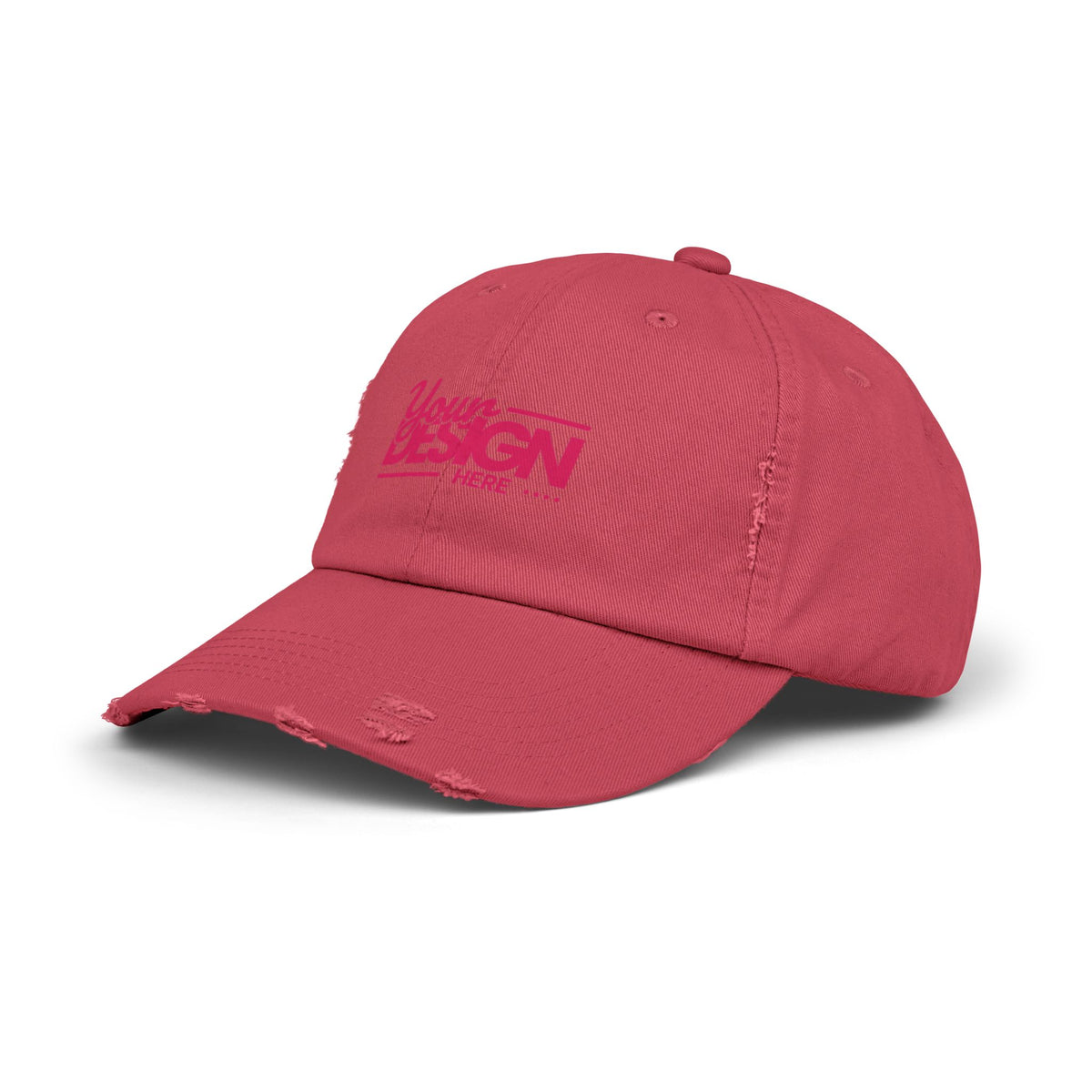 Distressed Dad Hat – Retro Pink ‘Your Design Here’ Custom Printed Cap, Personalized Vintage Baseball Hat for Men & Women