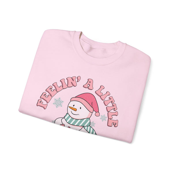 Feelin' a Little Frosty Crewneck Sweatshirt - Cute Snowman Christmas Sweater - Winter Apparel