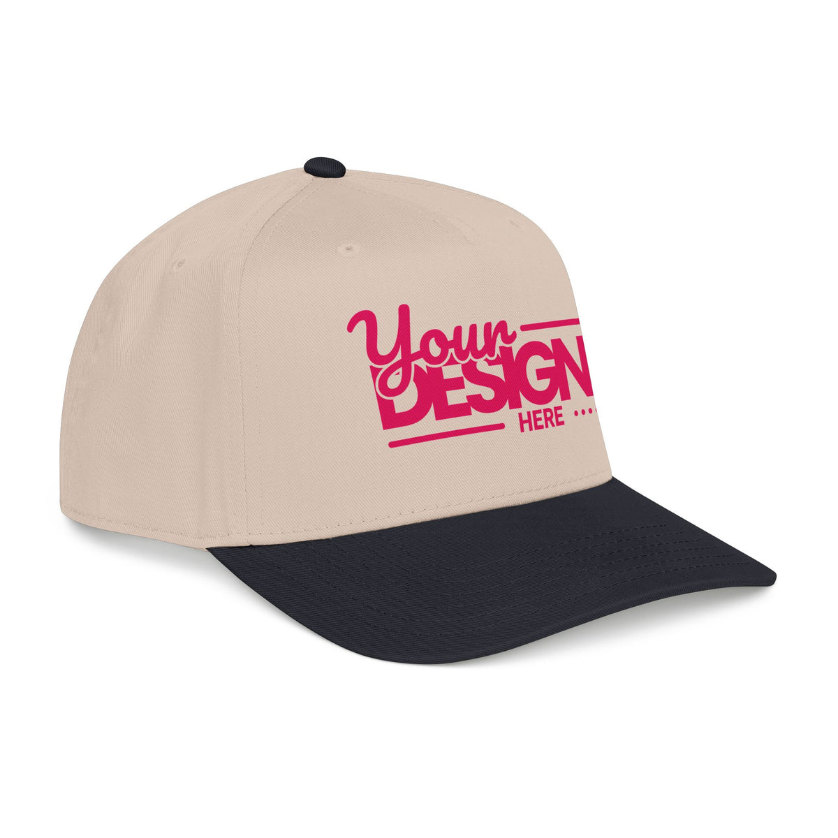 Custom Structured Baseball Cap – Personalized 5-Panel Snapback with Embroidered or Printed Design, Mid-Profile Custom Logo Ha